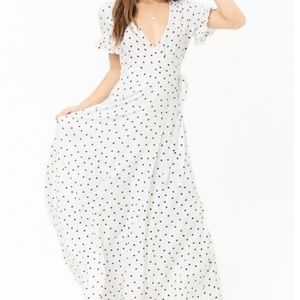 Polka Dot Wrap Maxi Dress